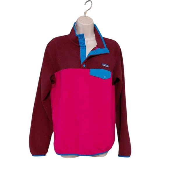 Patagonia Women’s Lightweight Synchilla Snap-T Fleece Pink And Maroon Pullover S - Picture 1 of 6